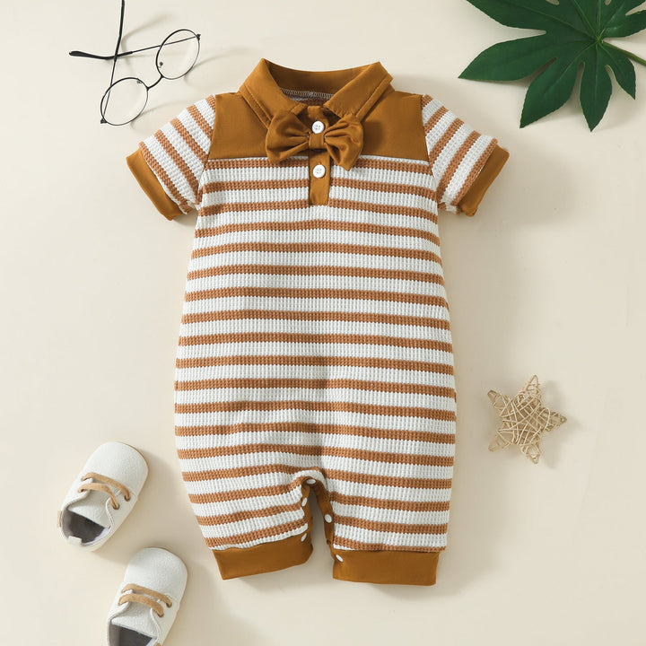 Baby Boy Waffle-Knit Short-Sleeve Romper: The Perfect Blend of Comfort and Style