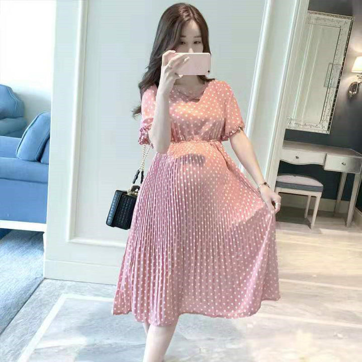 Discover the Elegance of Our Polka-Dot Maternity Dress