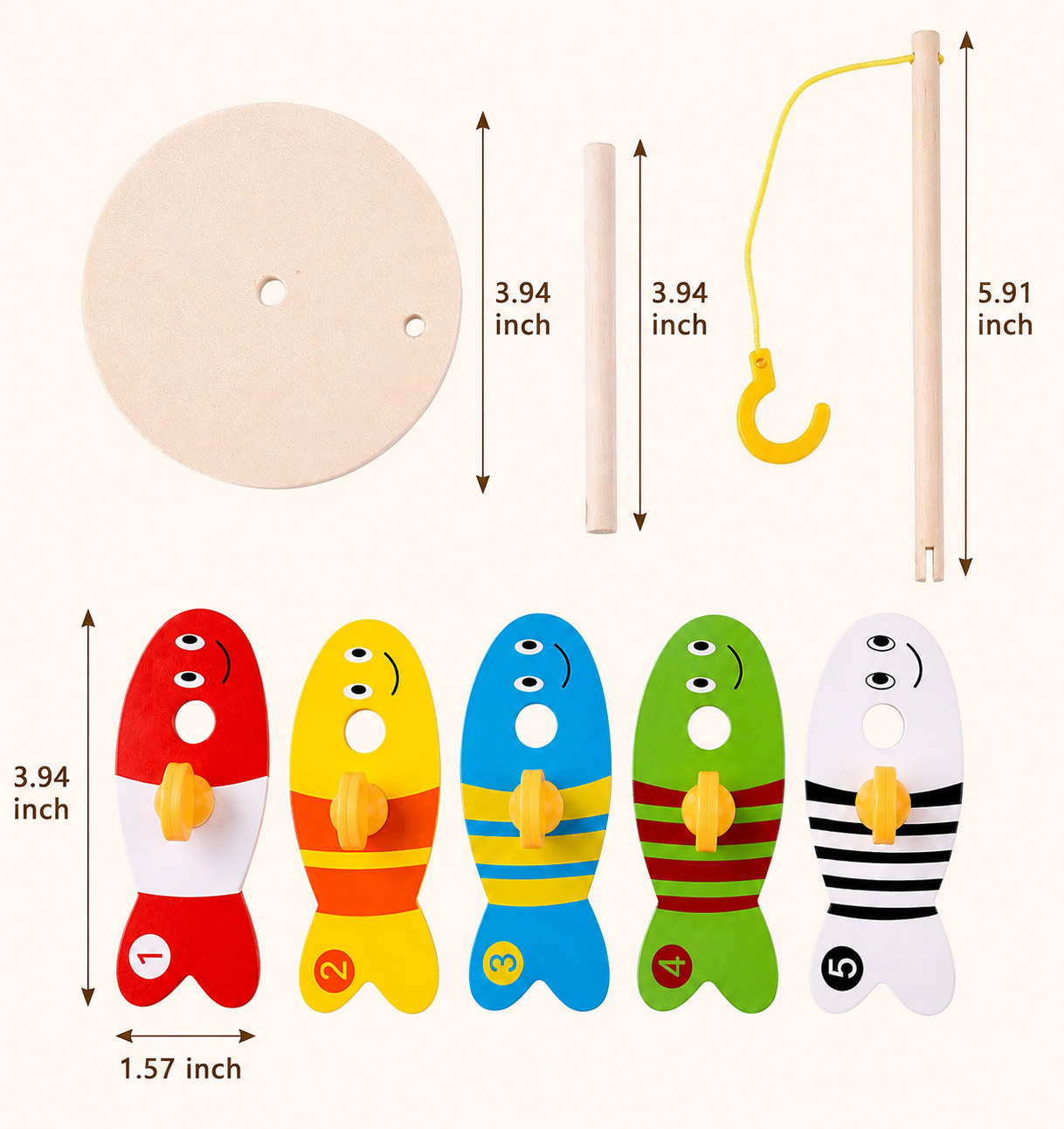 Wooden Magnetic Fishing Game Toy Set
